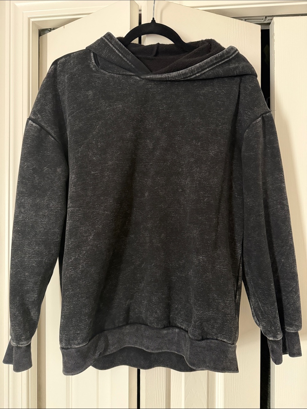 SHEIN Washed Black Hooded Sweater